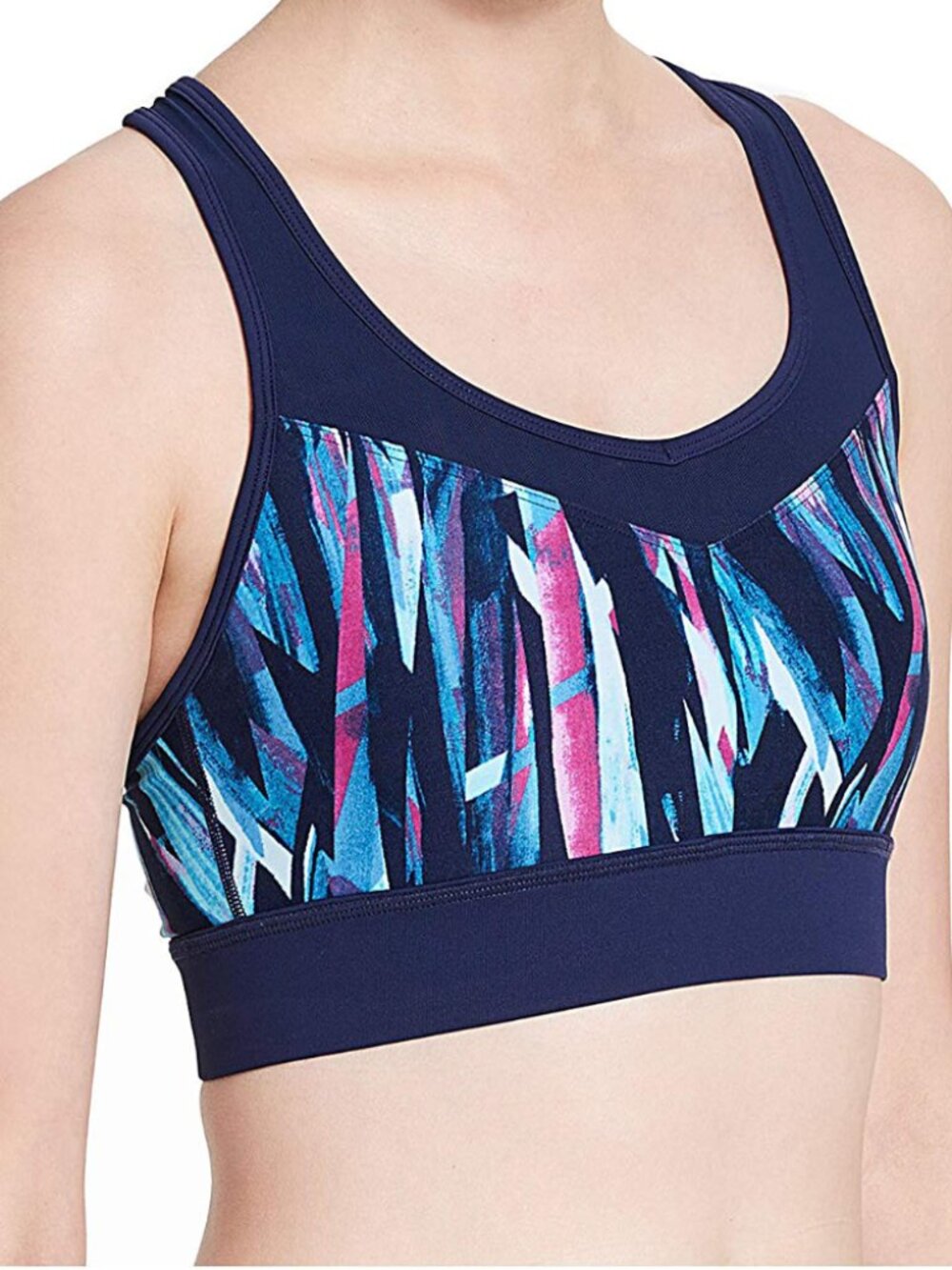Calvin Klein Womens Performance Explosion Printed Medium Support Racerback Sport
